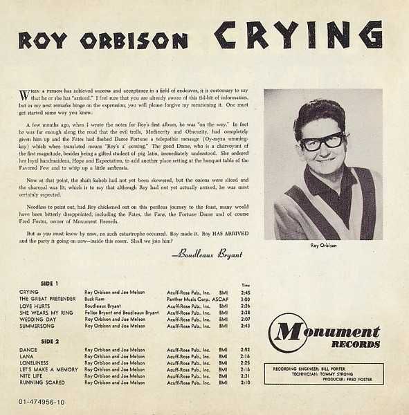 Roy Orbison – Lonely & Blue / Crying - CD 1993