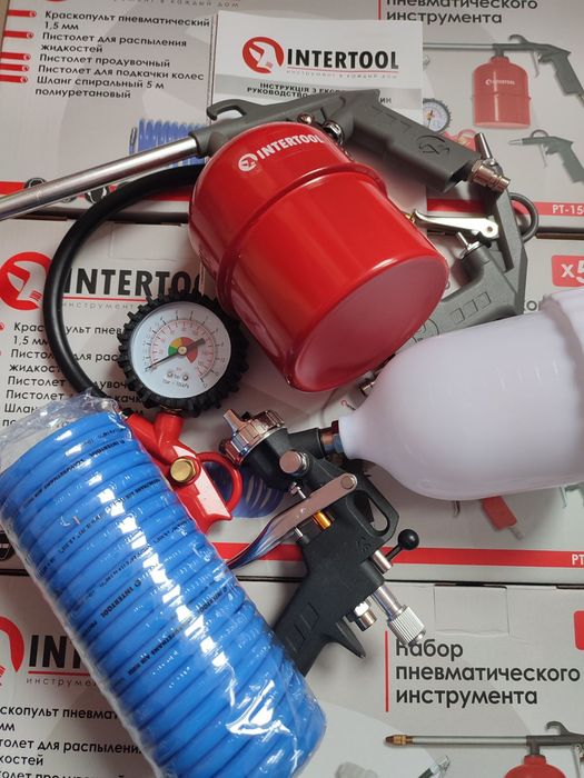 Набор покрасочный пневматический краскопульт  5 ед  INTERTOOL PT-1502