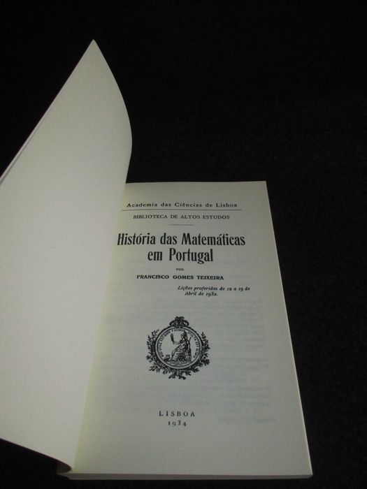Livro História das Matemáticas em Portugal Francisco Gomes Teixeira