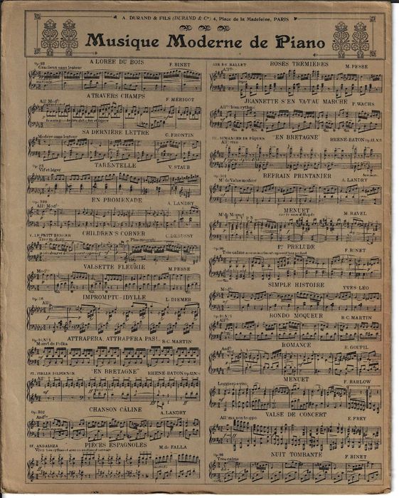 PIANO: Partitura Histórica da "Danse Macabre", de Saint-Saëns - Ed. Durand / Carimbo Valentim de Carvalho