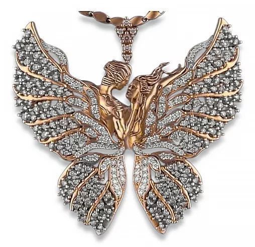 Zawieszka motyl z różowego czerwonego złota 14k  cgcpc044rw Cyrkonia
