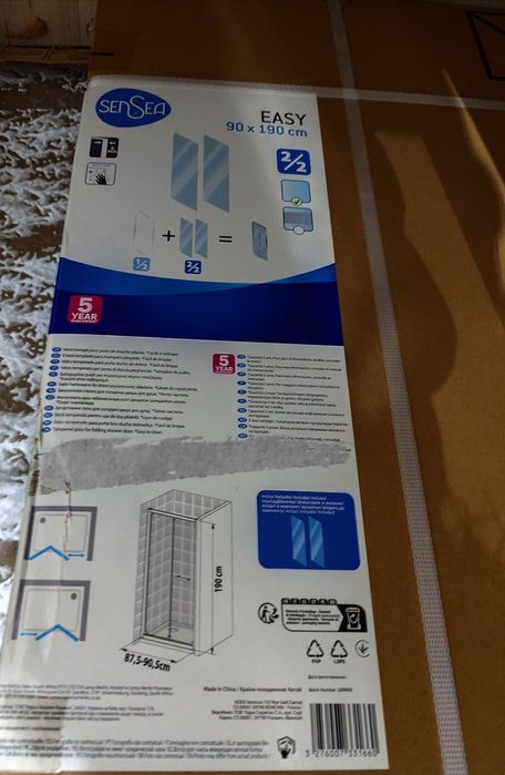 Resguardo duche de vidro fixo 70x190 e porta de fole 90-100x190.