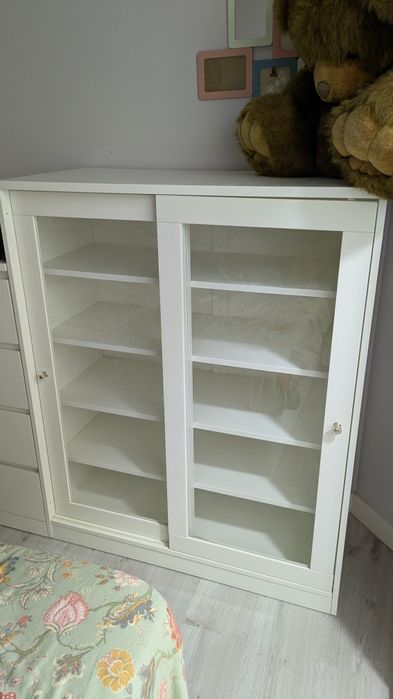 Armário/Vitrine IKEA SYVDE com portas em vidro – branco