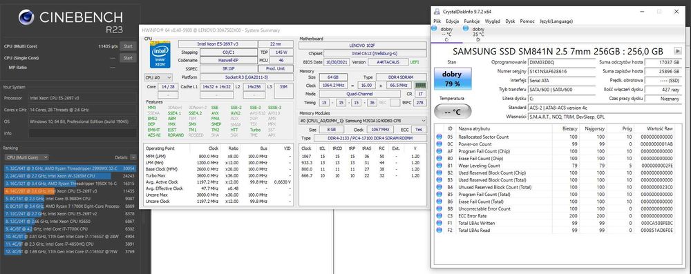 Komputer Lenovo ThinkStation P500 E5-2697v3 14rdzeni AŻ 64GB RAM WYPAS