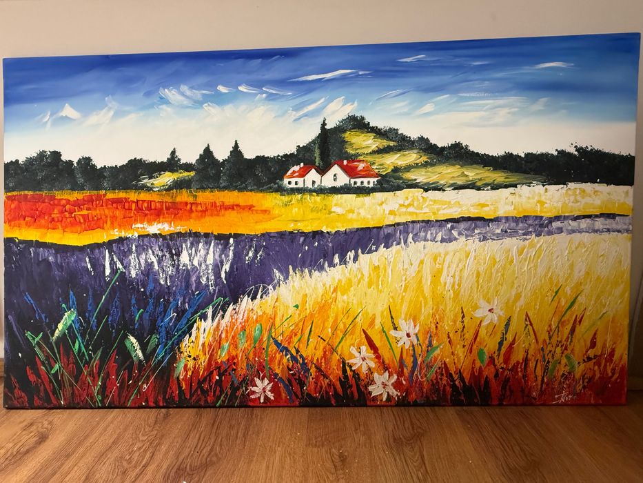 Wiejski domek , obraz na płótnie.