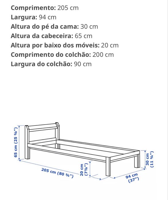Estrutura de cama, 90x200 cm433903384460021762