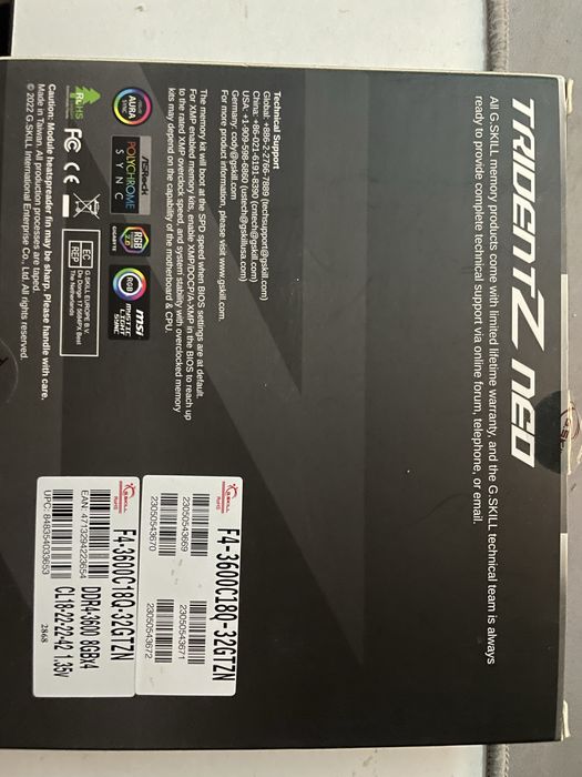 G.SKILL TridentZ Neo 4x8gb ddr4 3600MHz CL18