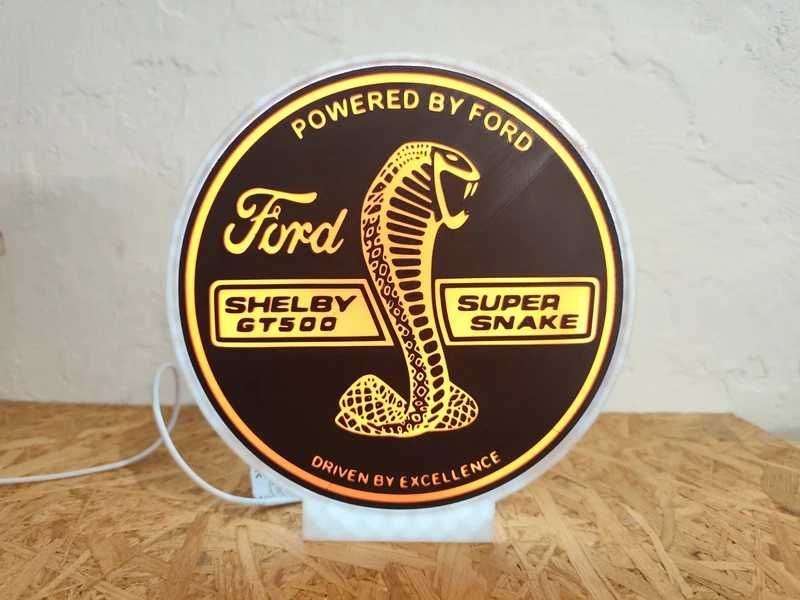 Lightbox Luminaria decorativa Ford Shelby GT500 Super Snake cx branca