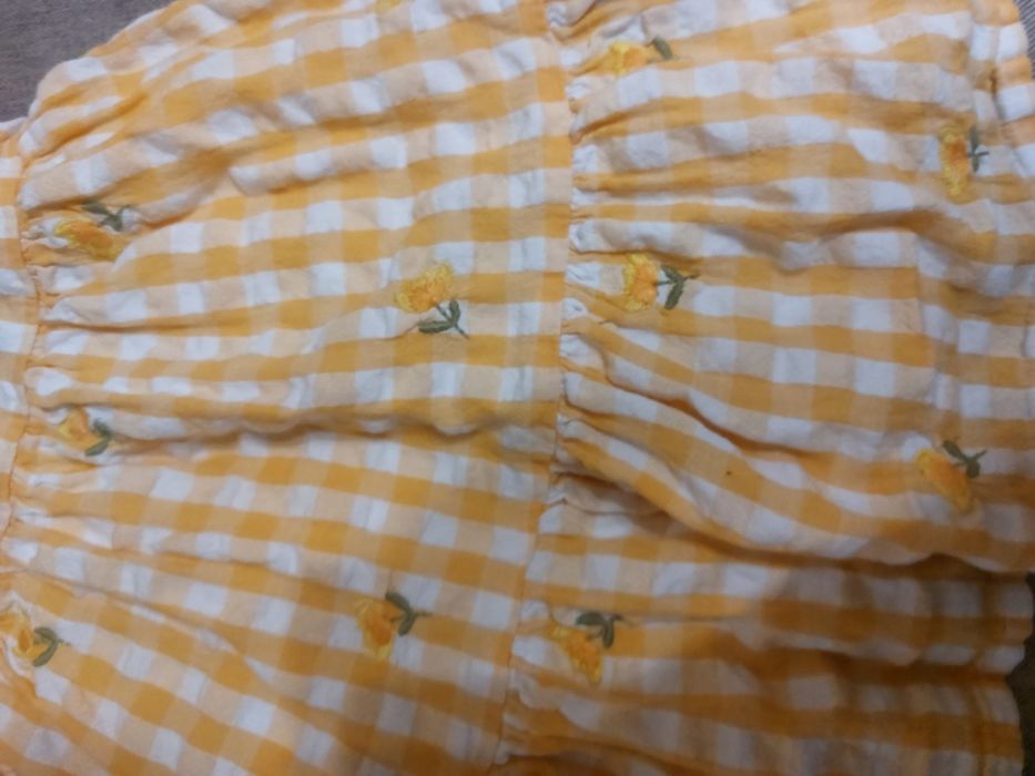 мила жовта вишита сукня в клітинку 3-4 роки tu