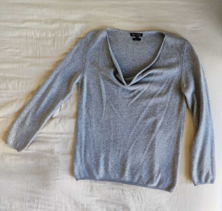 Suéter Caxemira Lã Cinza Gola Alta Prata Cashmere Grey Jumper S