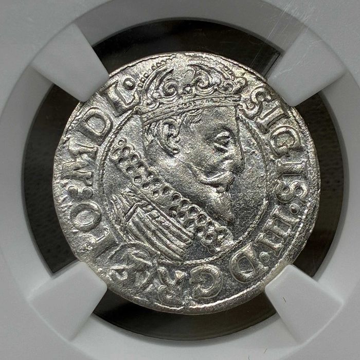 3 krucierze krajcary Kraków Zygmunt III 1616 - połyskowy grading NGC AU55