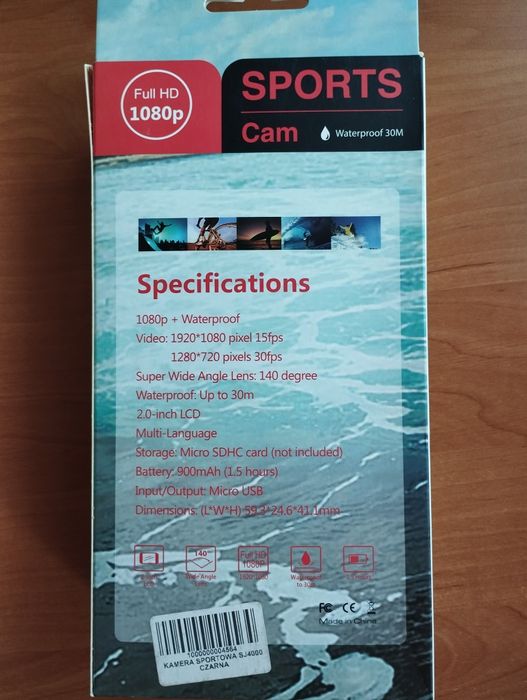 Kamera sportowa Full HD 1080p