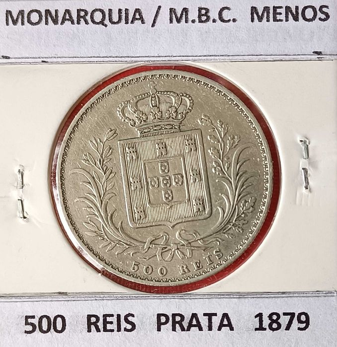 2 Moedas 5 Tostões 500 Réis da Monarquia Portuguêsa  D. Luiz I Prata