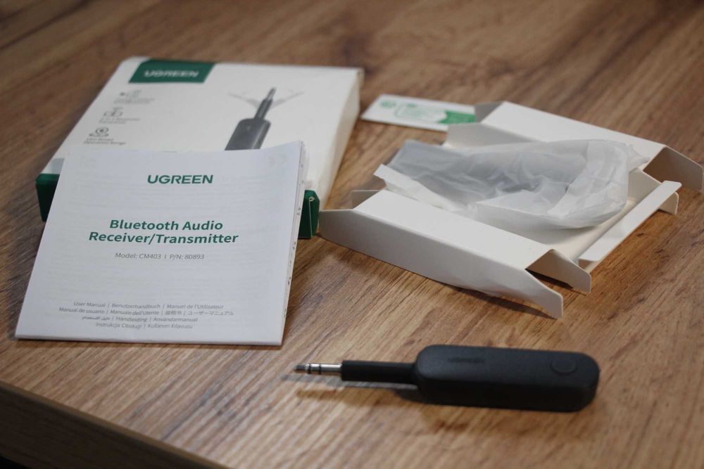 Bluetooth 5.0 трансмітер ресивер UGREEN CM403 (2-в-1) AUX 3.5mm