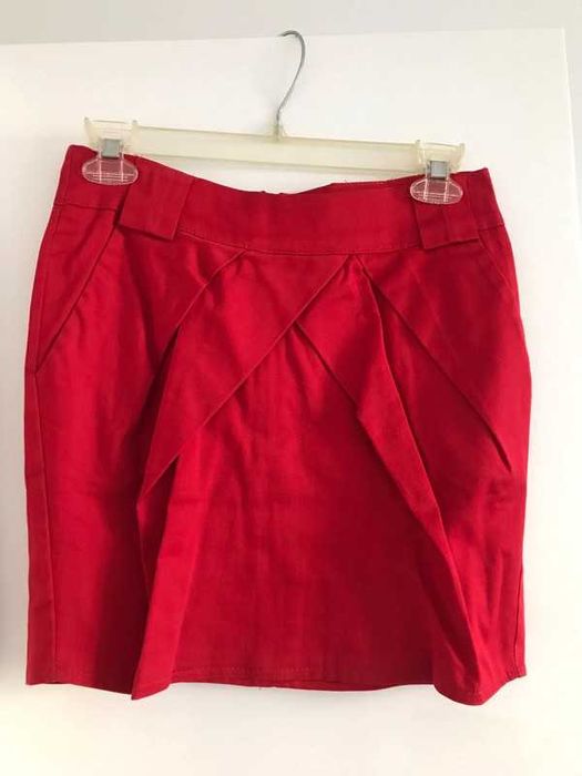 Spódnica czerwona S 36 tulipan elegancka ołówkowa klasyczna