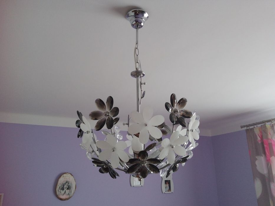 Designerska lampa wisząca chrom akryl kryształy 3 punkty