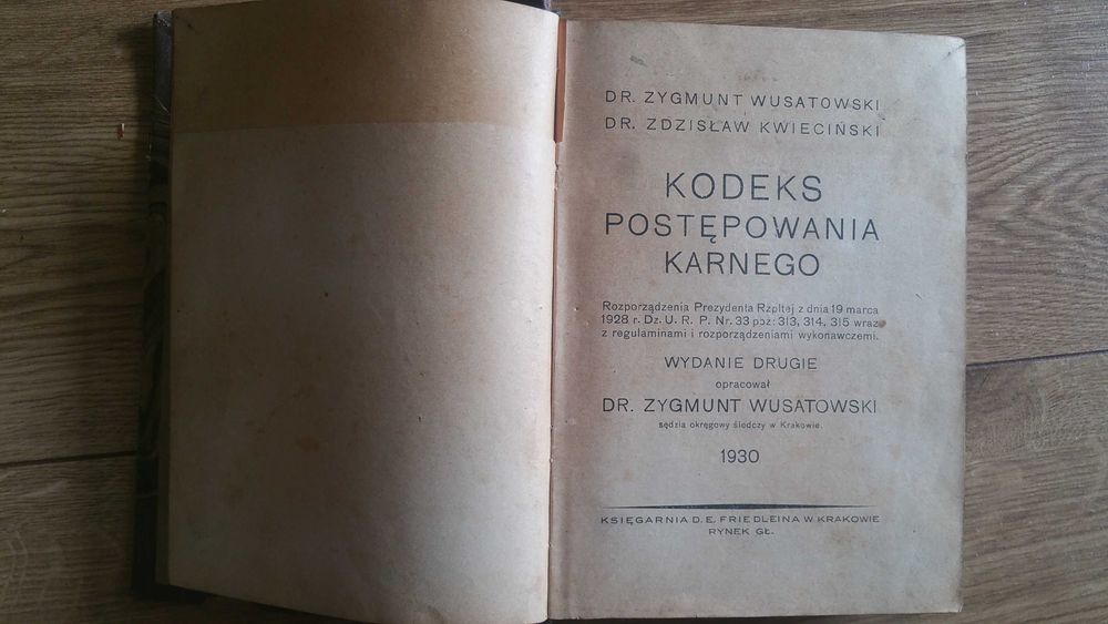 "Kodeks postępowania karnego"  •  Wusatowski  •  1930r.