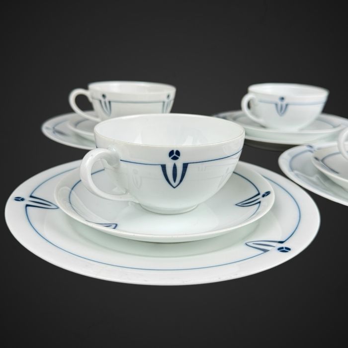 4x zestaw śniadaniowy trio Thomas Bavaria niebieski wzór B41/8277