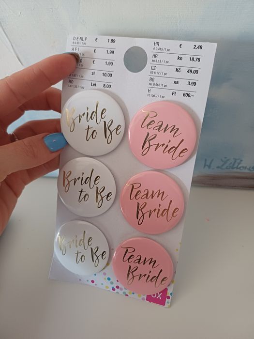 Zestaw broszek zapinek bride team bride to be wieczór panieński
