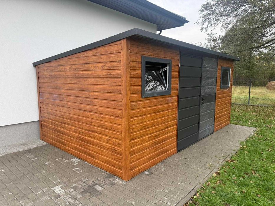 Domek Schowek Ogrodowy 5×4 złoty dąb+ ciemny grafit mat PREMIUM
