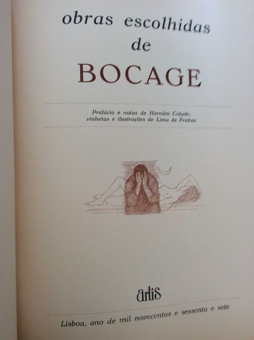 Bocage - Obras Escolhidas Lisboa, edição Artis,  3 volumes.