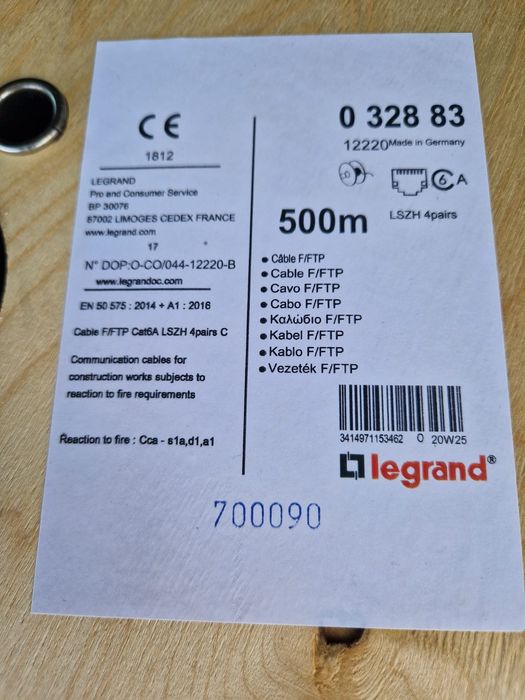 Skrętka ETH 6A BKT Legrand Bitner przewód internetowy 500m telekomunik