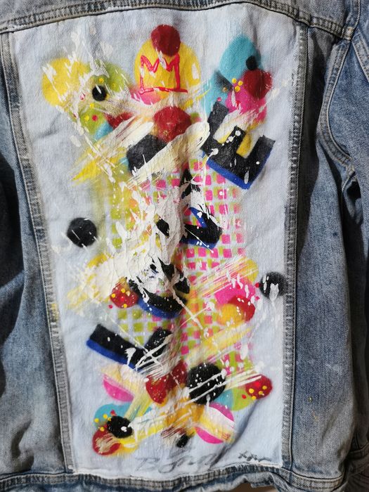Kurtka jeans dżins damska 36 S jasnoniebieska 8MM cieniowana aplikacja