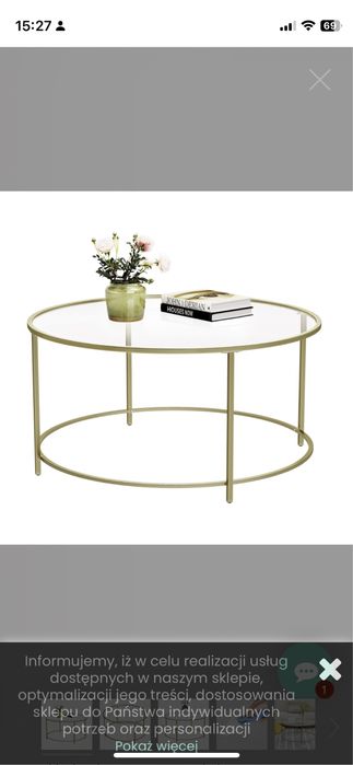 Okrągły złoty stolik