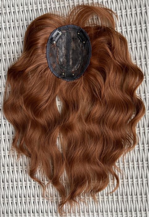 Premium Ultra włosy doczepiane, rudy, topper, tupet, fale 572.