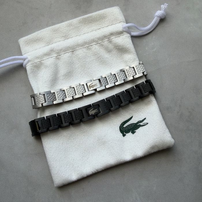 Браслет Lacoste | подарунковий набір лакост | срібний браслет лаксот | чорний браслет | лакоста браслет | чоловічий браслет лакосте