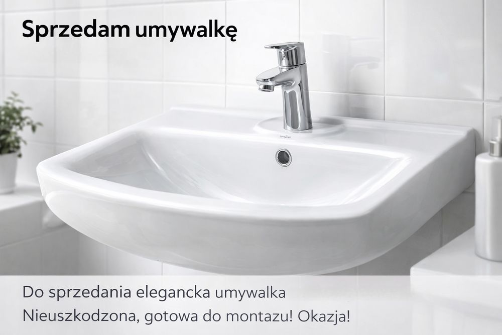 Umywalka ceramiczna 60 cm + bateria kran | komplet | tanio | gotowa do montażu