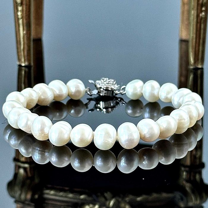 Bransoletka z naturalnymi Perłami, Art Deco, z Londynu ok. 1980 roku