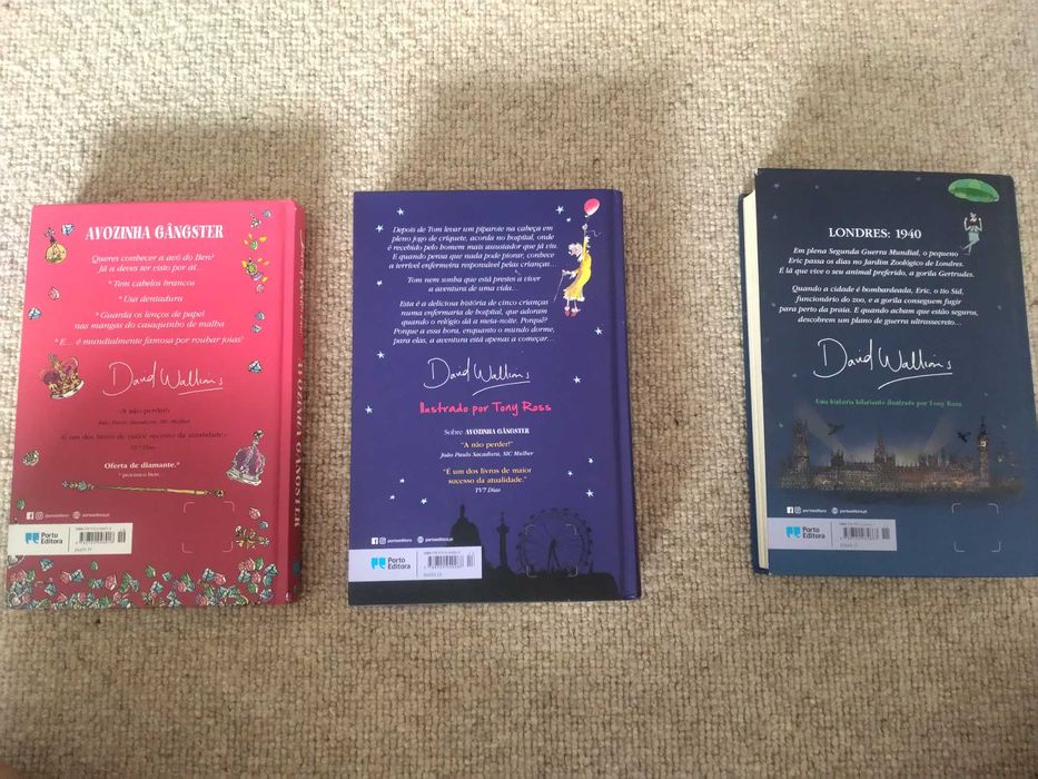 Livros:Avozinha gângster;Nome de código bananas;O bando da meia noite.