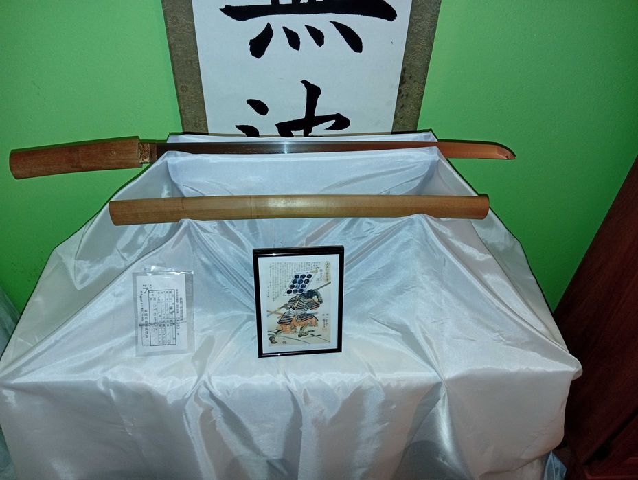 Stare, japońskie ostrze wakizashi podpisane Hakushu ju Hiroyoshi saku.