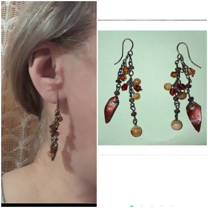 прикраса брошка з камінчиками сережки