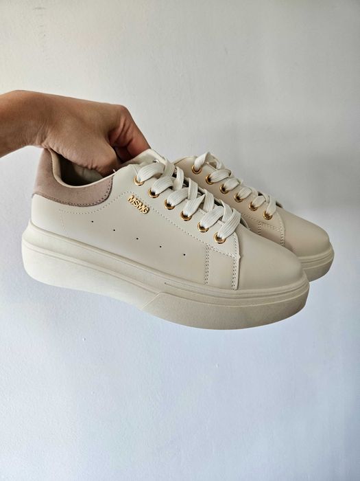 Buty sneakersy kremowe modne nowe 37