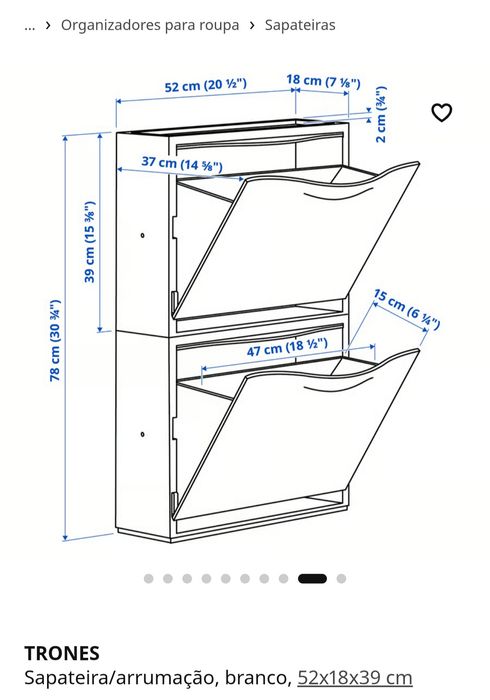 Sapateira branca Ikea Trones