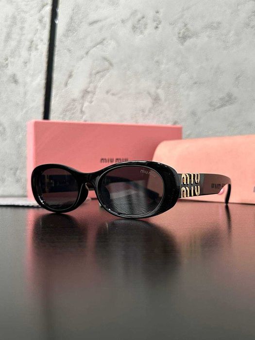 Nowe Okulary Przeciwsłoneczne Miu Miu Czarne Owalne | Pełen Zestaw