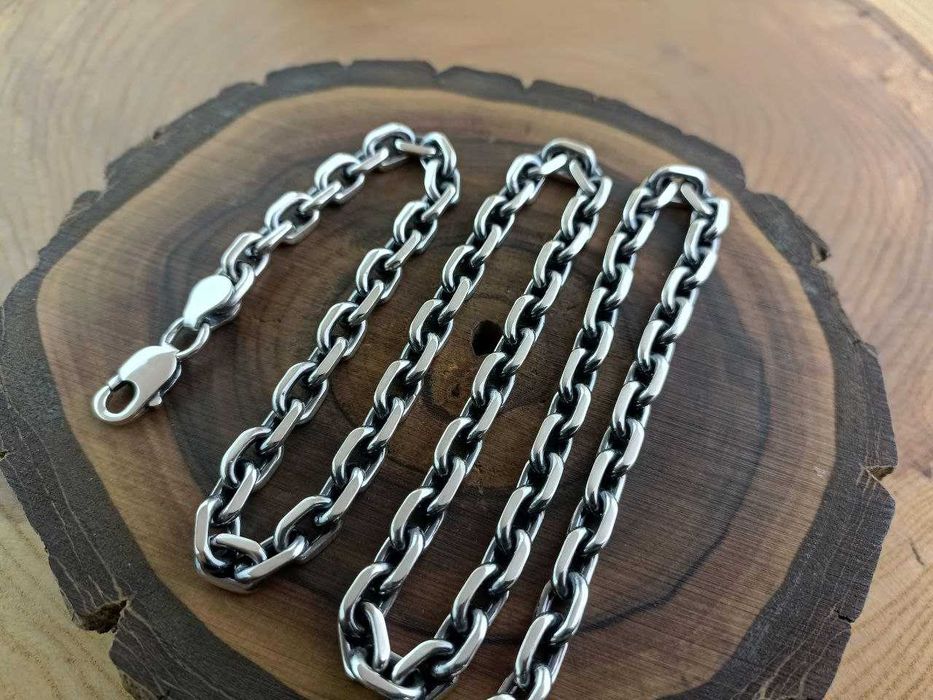 Ланцюг срібний Якір, плетіння Якірне . Толстая цепочка Якорная мужская