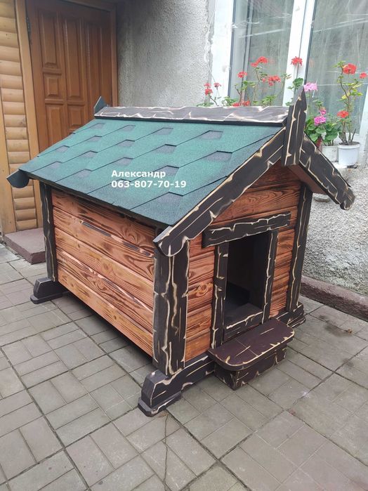 Утепленная будка под старину для большой собаки ( домик )