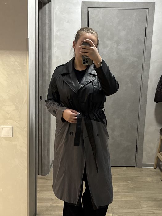 тренч чорно/сірий