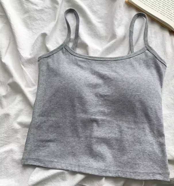 сірий бавовняний топ з накладкою на грудях