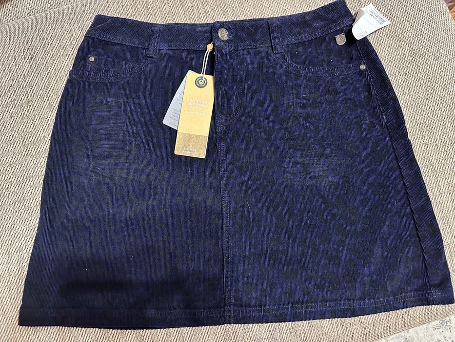 Вельветовая юбка леопардовый принт размер 38 новая