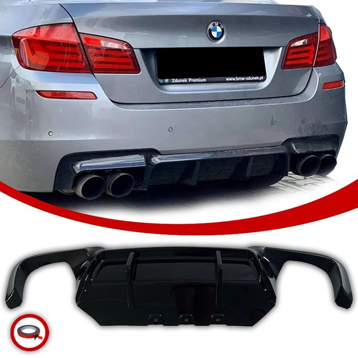 BMW F10 F11 Dyfuzor Dokładka Tylnego Zderzaka Spoiler Czarny Połysk