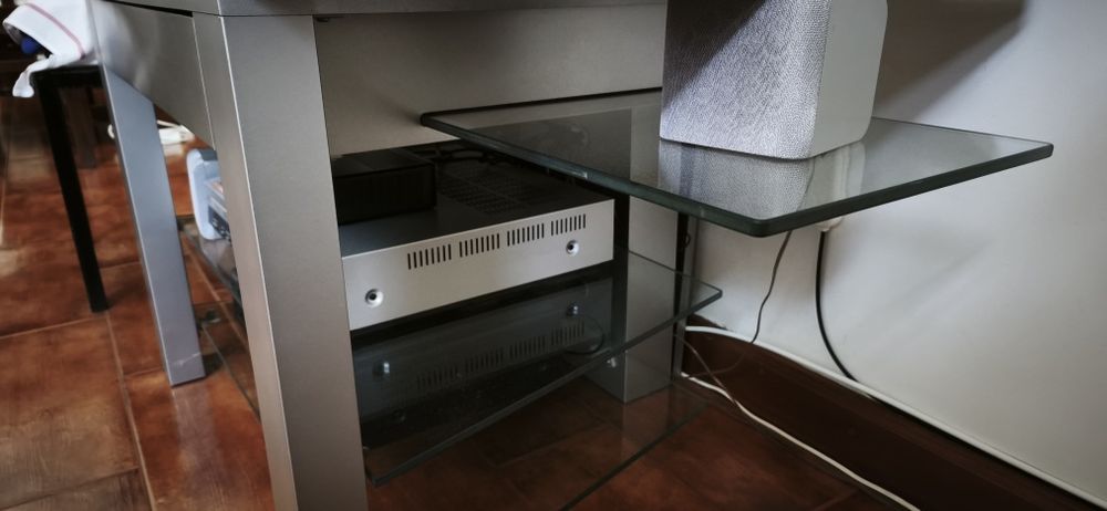 Móvel TV cinzento com extensão vidro