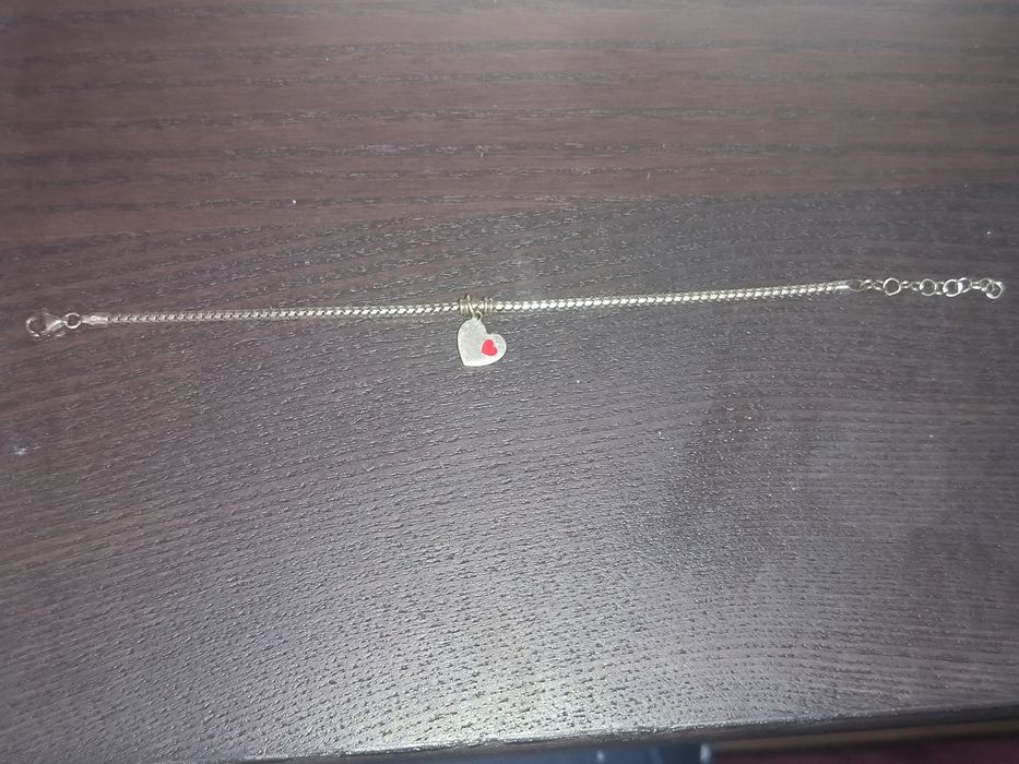 Срібний браслет з підвіскою серце