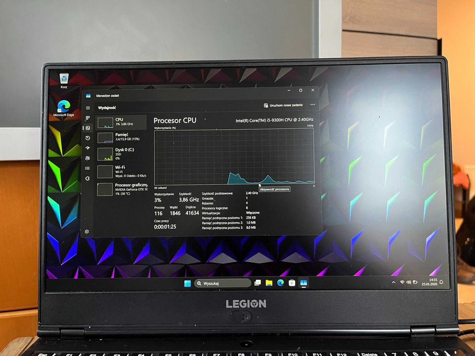 Laptop gamingowy LENOVO NVIDIA GTX1650/16GB Ram/SSD/i5/ Legion