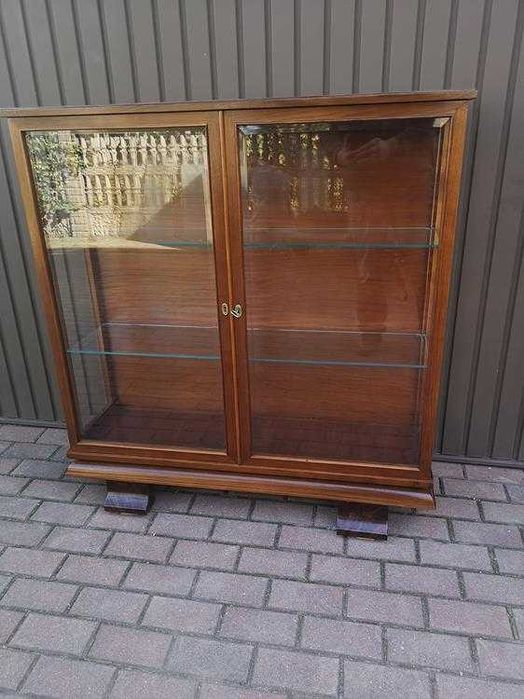 Witryna Biblioteka ART-DECO Orzech Stara Antyk Po Renowacji.