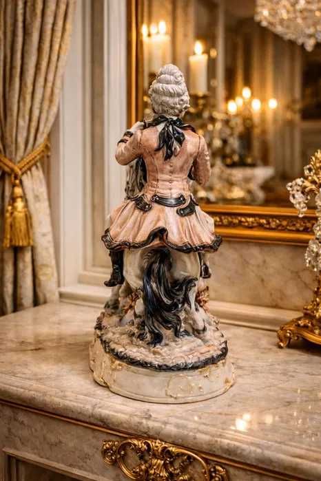 Монументальные каминные часы с всадниками — Италия, 1950–е, 53 см