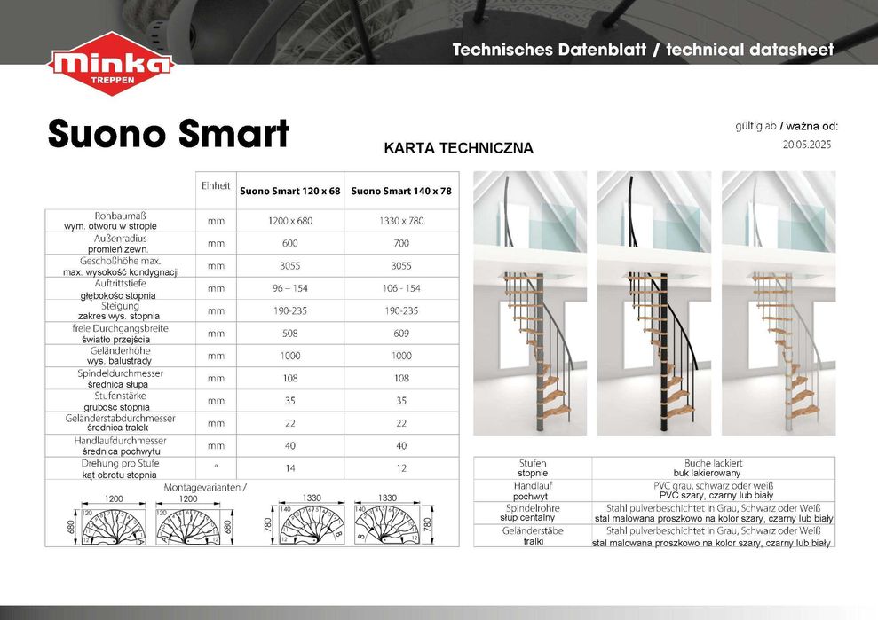 PROMO!Schody spiralne kacze Suono Smart 140 x 75 cm/ BUK